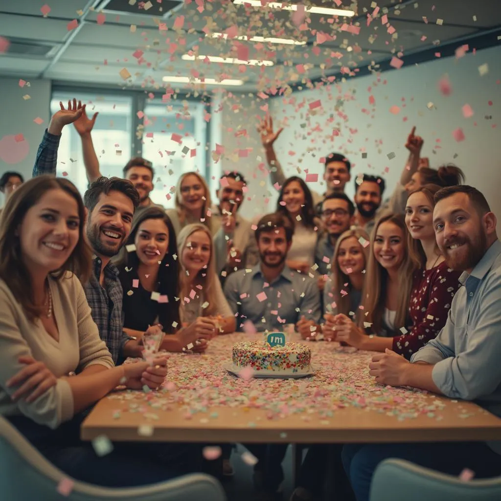 Equipo de LinkedInPro celebrando un hito